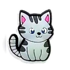Gray and Pink Chubby Cat with Kawaii Design shoe charm NWOT
